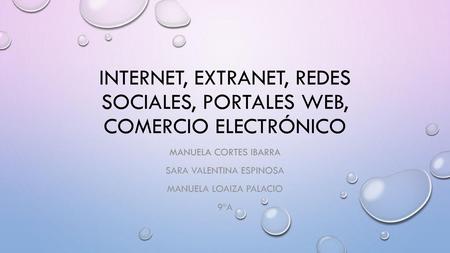 Internet, extranet, redes sociales, portales web, comercio electrónico