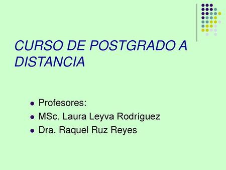 CURSO DE POSTGRADO A DISTANCIA