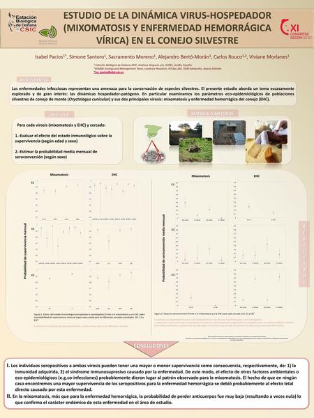 ESTUDIO DE LA DINÁMICA VIRUS-HOSPEDADOR (MIXOMATOSIS Y ENFERMEDAD HEMORRÁGICA VÍRICA) EN EL CONEJO SILVESTRE Isabel Pacios1*, Simone Santoro1, Sacramento.