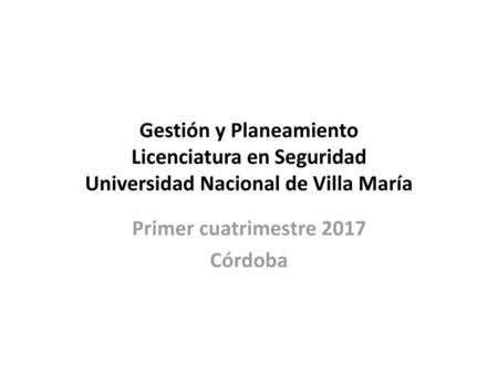 Primer cuatrimestre 2017 Córdoba