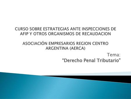 Tema: “Derecho Penal Tributario”