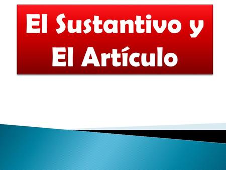 El Sustantivo y El Artículo.  El sustantivo o nombre sustantivo es la clase de palabra que puede funcionar como sujeto de la oración.  Los sustantivos.