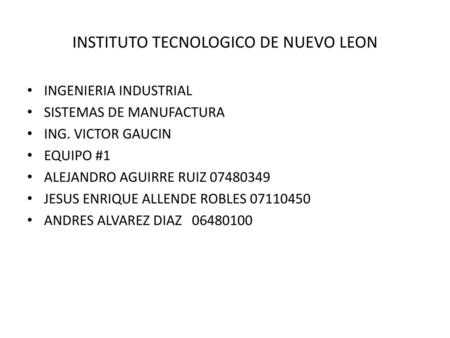 INSTITUTO TECNOLOGICO DE NUEVO LEON
