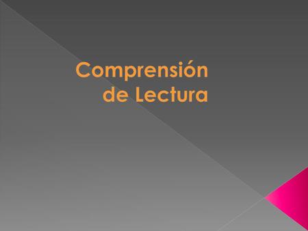 Comprensión de Lectura