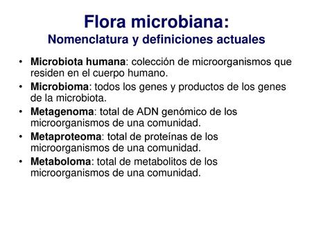 Flora microbiana: Nomenclatura y definiciones actuales