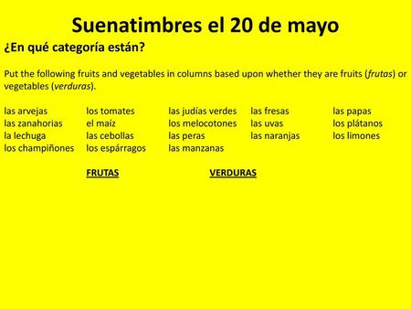 Suenatimbres el 20 de mayo