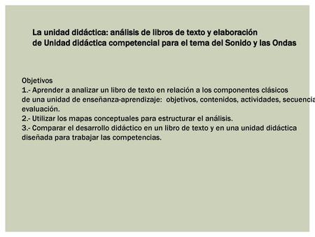 La unidad didáctica: análisis de libros de texto y elaboración