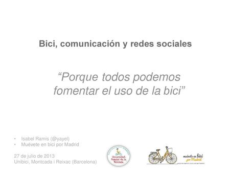 Bici, comunicación y redes sociales
