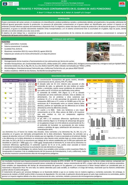 NUTRIENTES Y POTENCIALES CONTAMINANTES EN EL GUANO DE AVES PONEDORAS