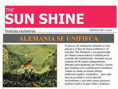 SUN SHINE ALEMANIA SE UNIFIFCA THE Noticias exclusivas