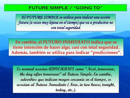 FUTURE SIMPLE / “GOING TO”