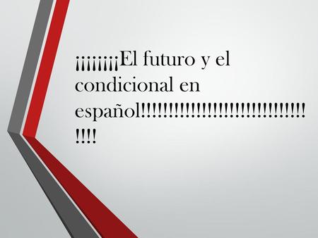 El futuro = will do… El condicional = would do….