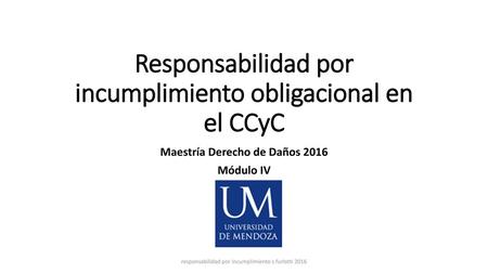Responsabilidad por incumplimiento obligacional en el CCyC