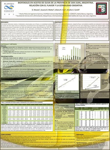 BIOFENOLES EN ACEITES DE OLIVA DE LA PROVINCIA DE SAN JUAN, ARGENTINA.