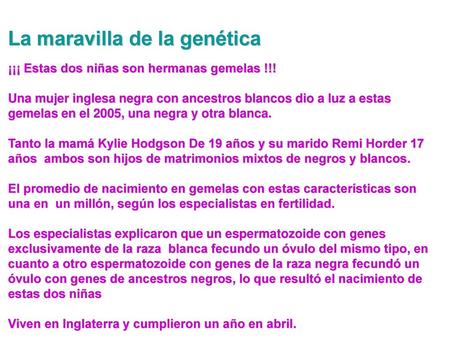 La maravilla de la genética