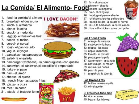La Comida/ El Alimento- Food