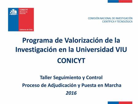 Programa de Valorización de la Investigación en la Universidad VIU