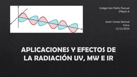 APLICACIONES Y EFECTOS DE LA RADIACIÓN UV, MW E IR