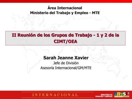 II Reunión de los Grupos de Trabajo - 1 y 2 de la CIMT/OEA