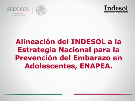 Alineación del INDESOL a la Estrategia Nacional para la Prevención del Embarazo en Adolescentes, ENAPEA.