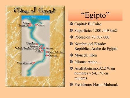 “Egipto” Capital: El Cairo Superficie: km2