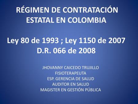 JHOVANNY CAICEDO TRUJILLO FISIOTERAPEUTA ESP. GERENCIA DE SALUD