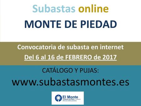 Convocatoria de subasta en internet