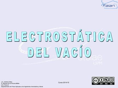 ELECTROSTÁTICA DEL VACÍO Curso 2014/15.