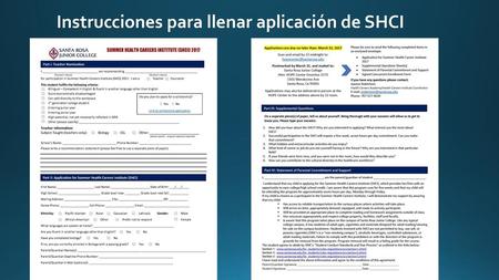 Instrucciones para llenar aplicación de SHCI