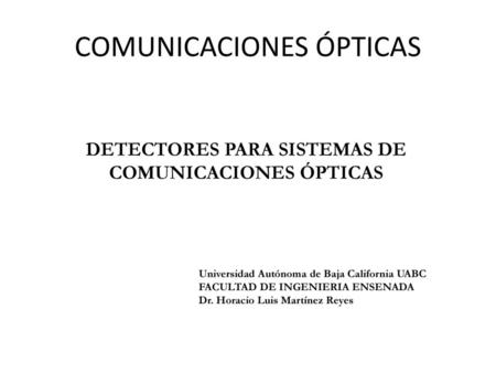 COMUNICACIONES ÓPTICAS
