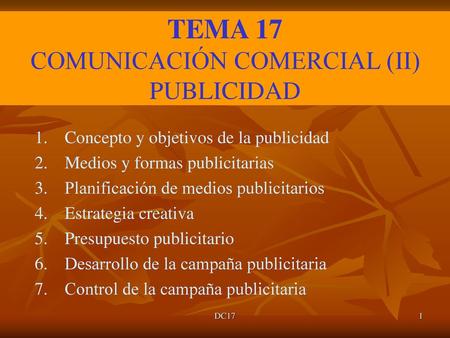 TEMA 17 COMUNICACIÓN COMERCIAL (II)