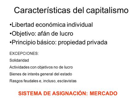 Características del capitalismo