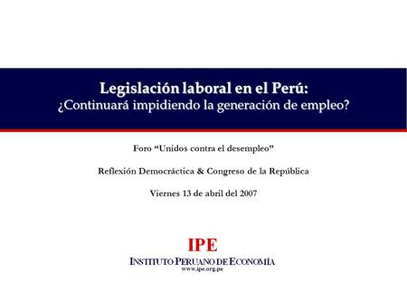 Legislación laboral en el Perú: