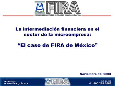 La intermediación financiera en el sector de la microempresa: Noviembre del 2003 El caso de FIRA de México.