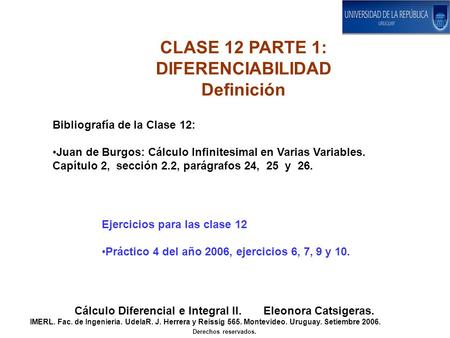 Cálculo Diferencial e Integral II. Eleonora Catsigeras.