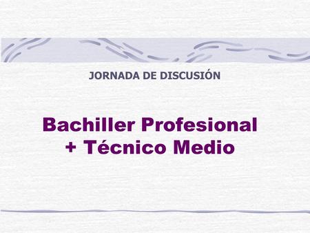 Bachiller Profesional + Técnico Medio JORNADA DE DISCUSIÓN.