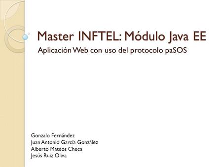 Master INFTEL: Módulo Java EE