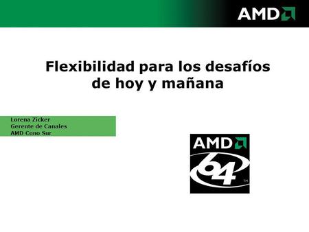 Flexibilidad para los desafíos de hoy y mañana Lorena Zicker Gerente de Canales AMD Cono Sur.