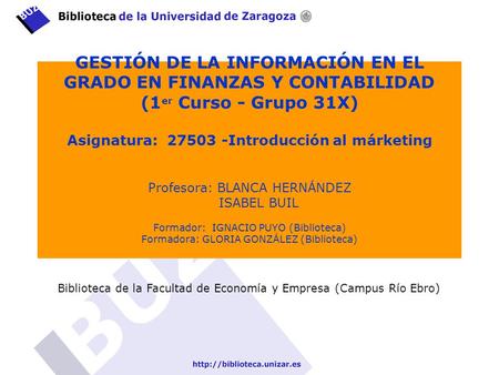 Biblioteca de la Facultad de Economía y Empresa (Campus Río Ebro)