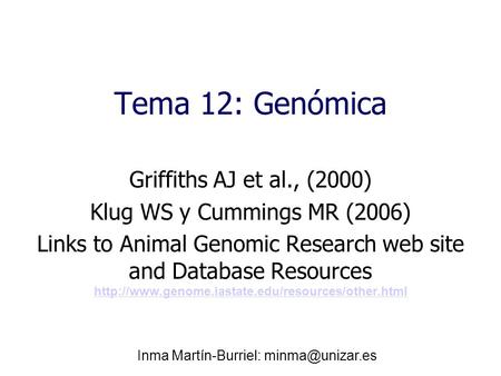 Links to Animal Genomic Research web site and Database Resources