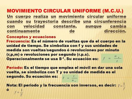 MOVIMIENTO CIRCULAR UNIFORME (M.C.U.)