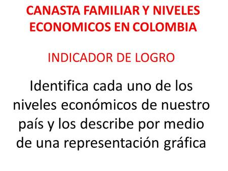 CANASTA FAMILIAR Y NIVELES ECONOMICOS EN COLOMBIA