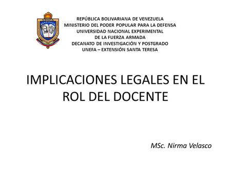 IMPLICACIONES LEGALES EN EL ROL DEL DOCENTE