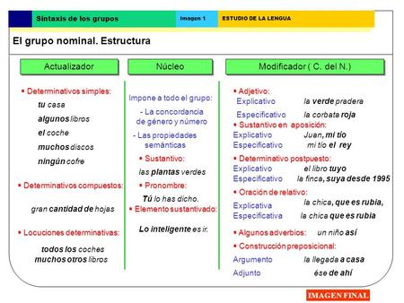 El grupo nominal. Estructura