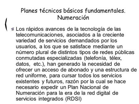 Planes técnicos básicos fundamentales. Numeración