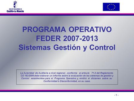 PROGRAMA OPERATIVO FEDER Sistemas Gestión y Control
