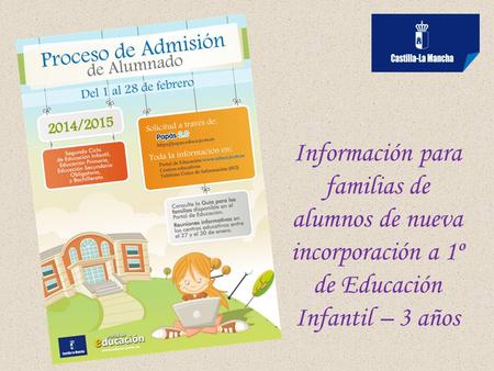 Información para familias de alumnos de nueva incorporación a 1º de Educación Infantil – 3 años.
