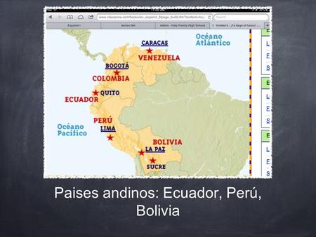 Paises andinos: Ecuador, Perú, Bolivia