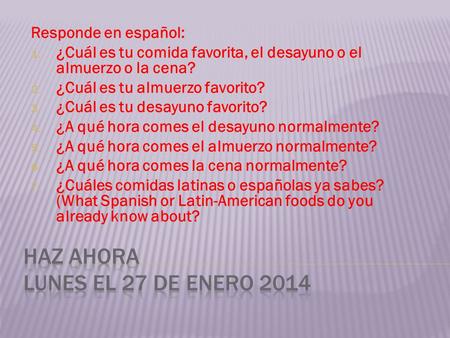 Haz Ahora Lunes el 27 de enero 2014