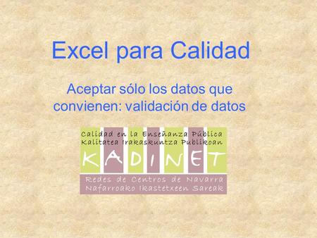 Excel para Calidad Aceptar sólo los datos que convienen: validación de datos.